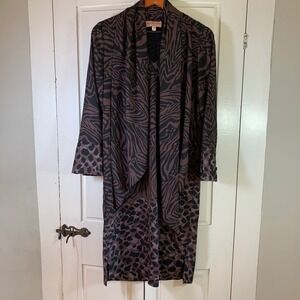 Black Label by Chico's XS Animal Print Dress Black Wedding Guest Church Mob Wife